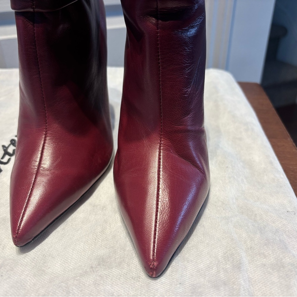 L'INTERVALLE Burgundy Leather Heeled Boots - Picture 7 of 9